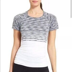 Athleta Finish Fast Space Dye Tee Black & White‎ Size L